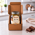Just Add Baking brownie mix layered in a reusable mason jar